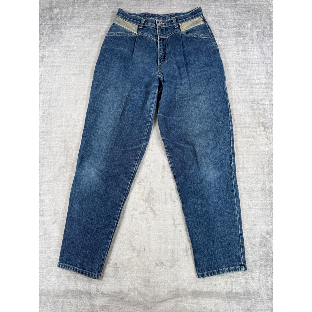 Classic Silver Jeans Womens 26 Blue Vintage 80s High Waisted Mom Leather Accent